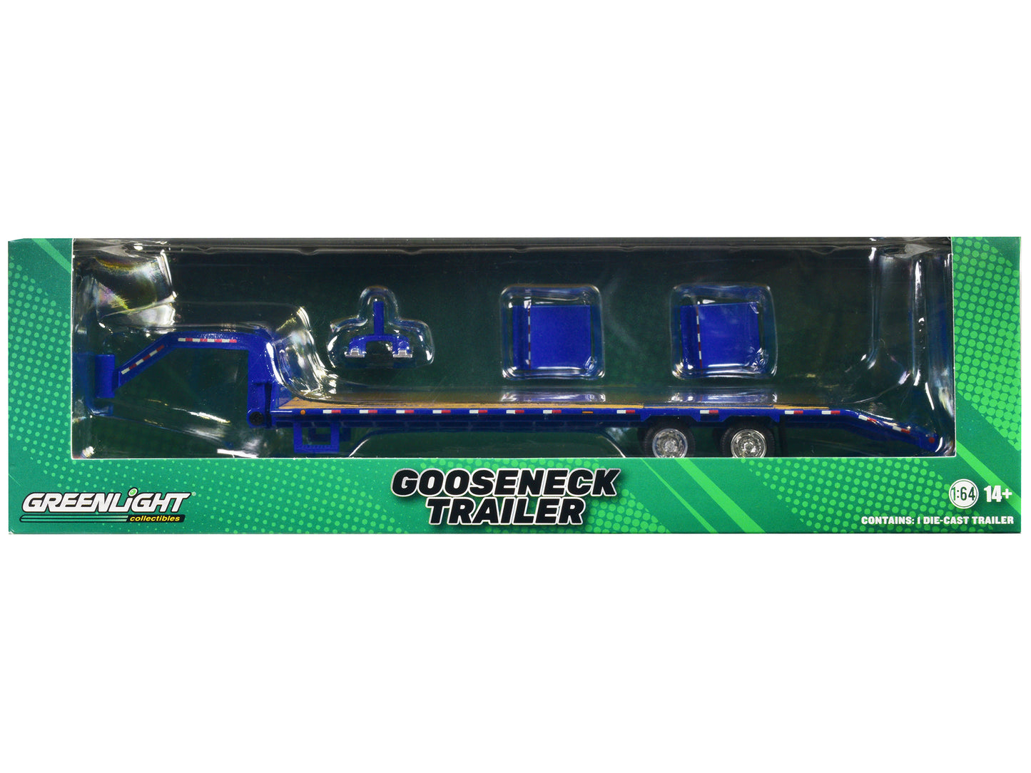 Gooseneck Trailer Blue with Red and White Conspicuity Stripes "Hobby Exclusive" Series 1/64 Diecast Model by Greenlight
