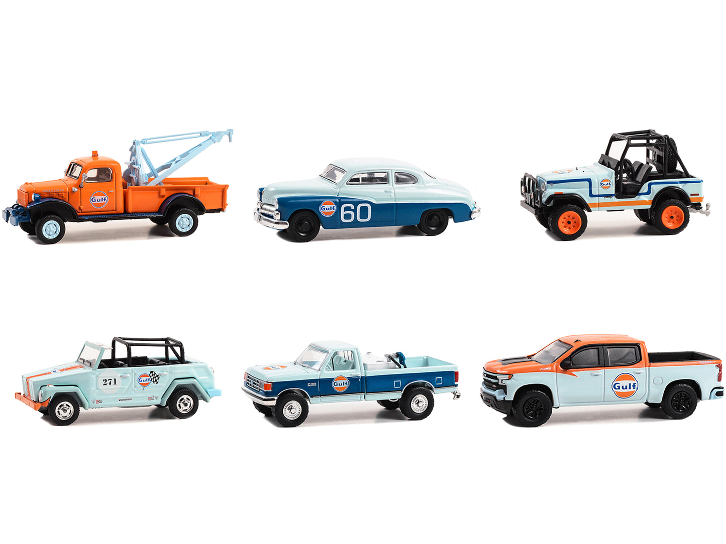 "Gulf Oil Special Edition" Series 2 Set of 6 Cars 1/64 Diecast Model Cars by Greenlight