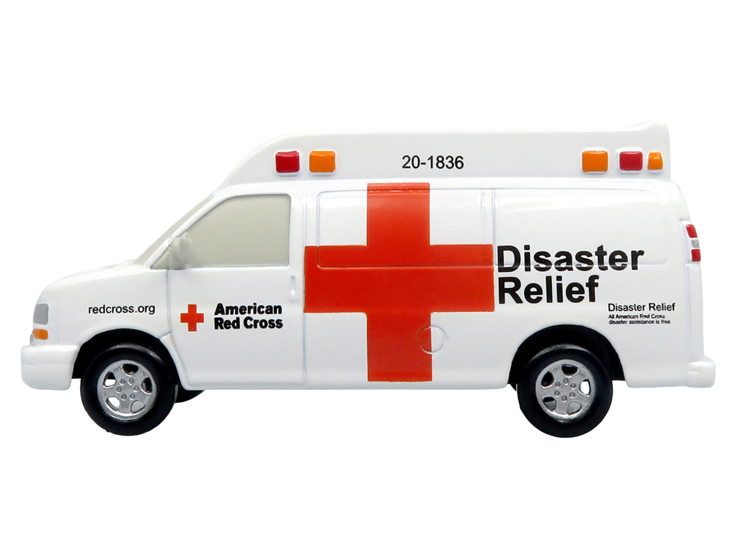 Ambulance "American Red Cross: Disaster Relief Unit" White with Graphics 1/64 Diecast Model by Iconic Replicas