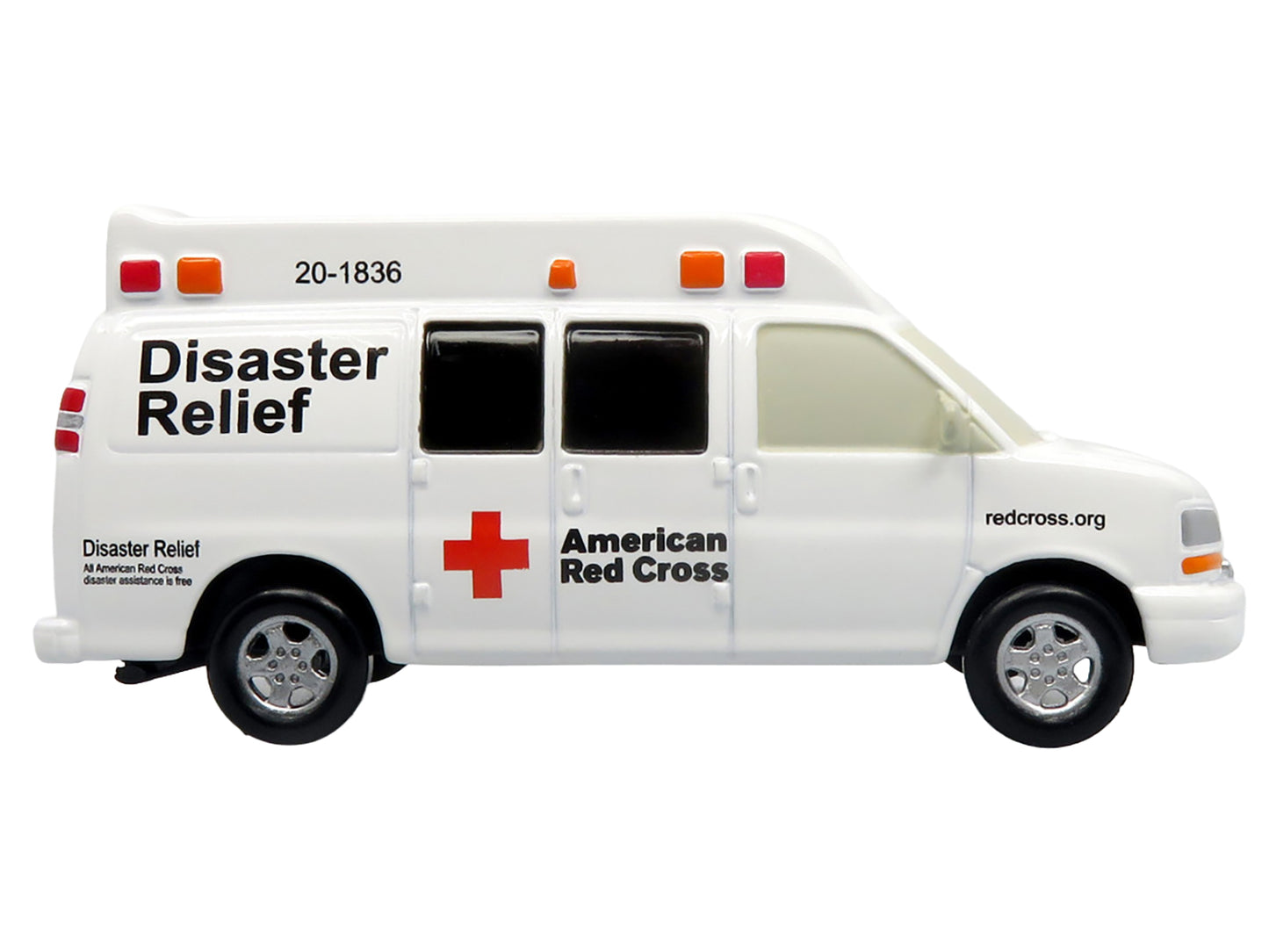 Ambulance "American Red Cross: Disaster Relief Unit" White with Graphics 1/64 Diecast Model by Iconic Replicas