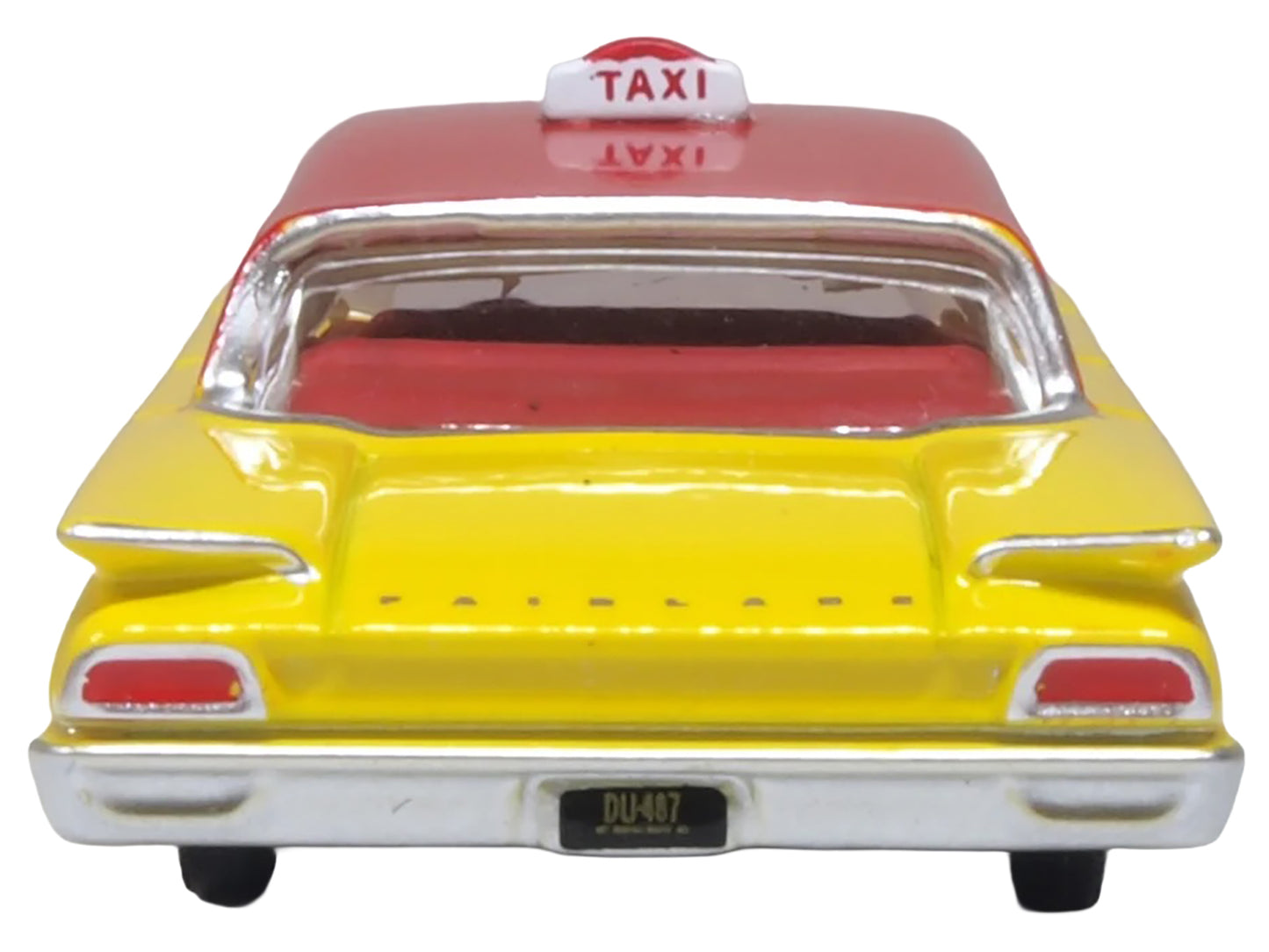 1960 Ford Fairlane Sedan "NYC Taxi" Yellow with Red Top and Interior 1/87 (HO) Scale Diecast Model Car by Oxford Diecast