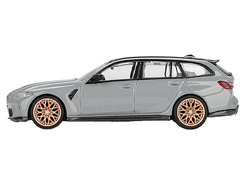 BMW M3 Competition Touring Brooklyn Gray with Black Top Limited Edition 1/64 Diecast Model Car by Mini GT