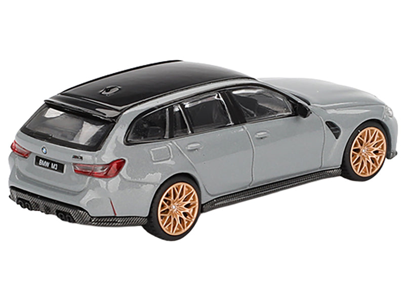 BMW M3 Competition Touring Brooklyn Gray with Black Top Limited Edition 1/64 Diecast Model Car by Mini GT