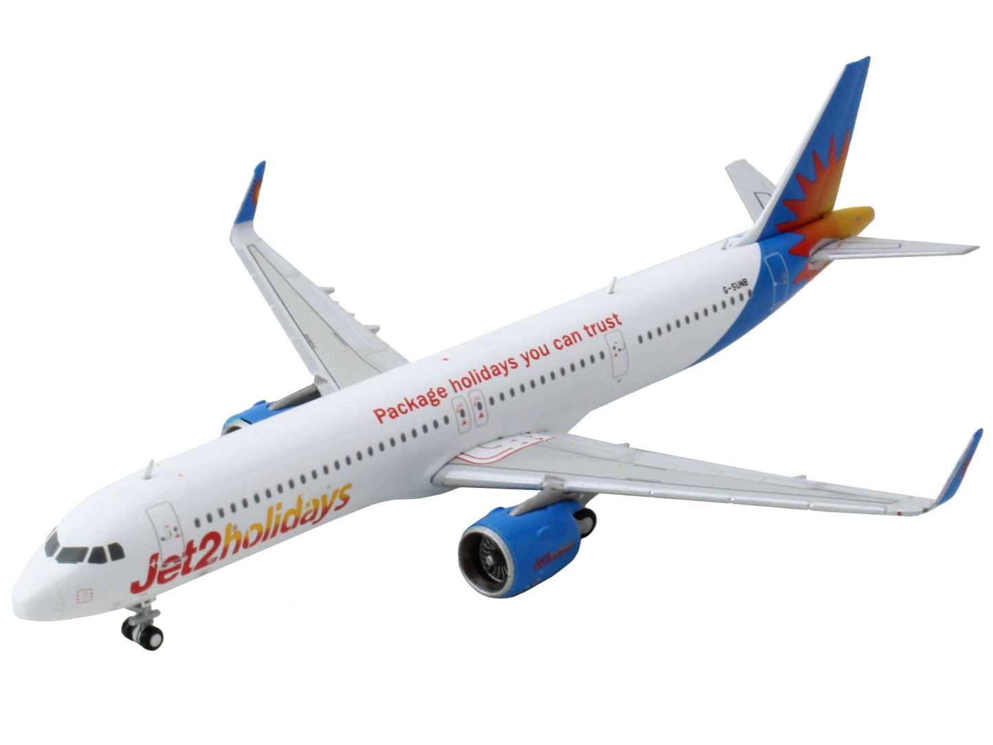 Airbus A321neo Commercial Aircraft "Jet2 Holidays" White with Blue Tail 1/400 Diecast Model Airplane by GeminiJets