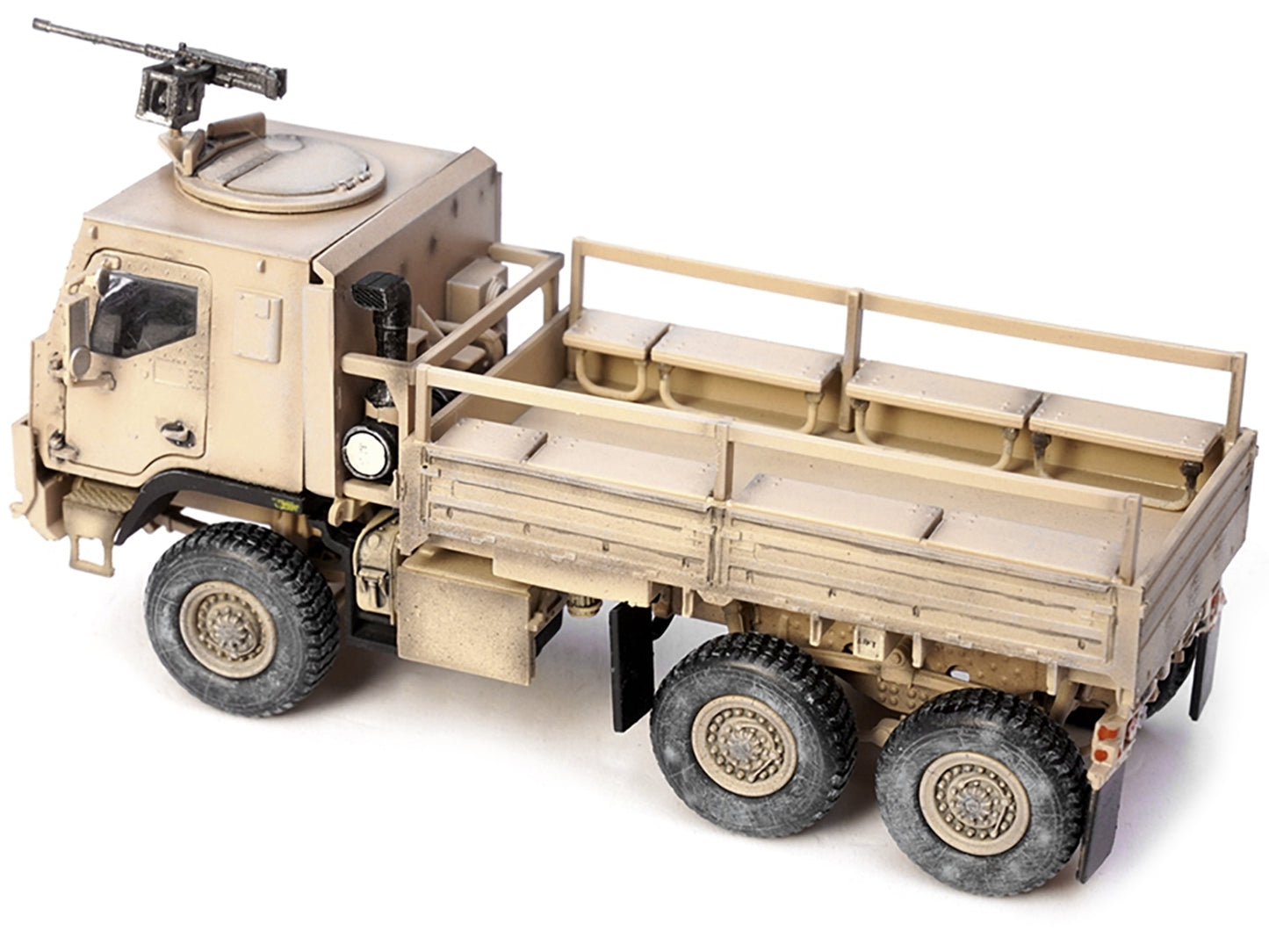M1083 MTV (Medium Tactical Vehicle) Armored Cab Cargo Truck with Turret Desert Camouflage &quot;US Army&quot; &quot;Armor Premium&quot; Series 1/72 Diecast Model by Panzerkampf