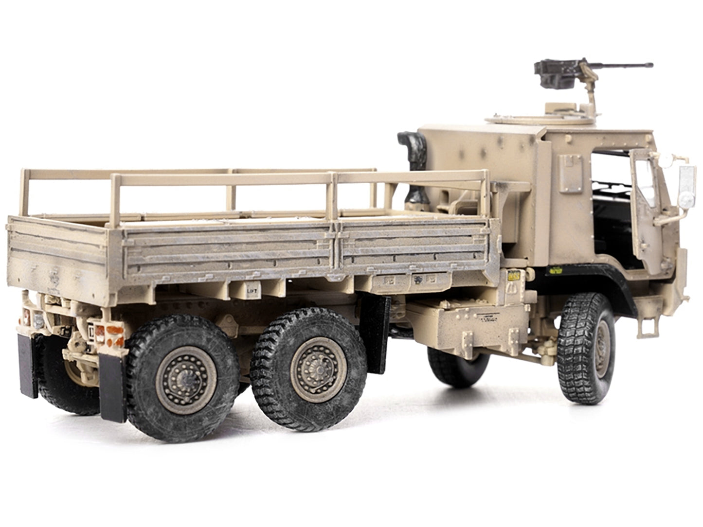 M1083 MTV (Medium Tactical Vehicle) Armored Cab Cargo Truck with Turret Desert Camouflage &quot;US Army&quot; &quot;Armor Premium&quot; Series 1/72 Diecast Model by Panzerkampf