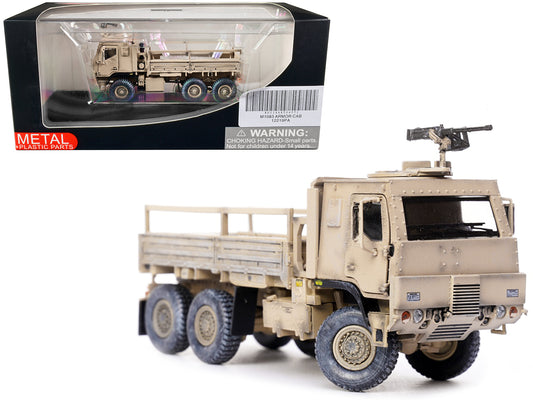 M1083 MTV (Medium Tactical Vehicle) Armored Cab Cargo Truck with Turret Desert Camouflage &quot;US Army&quot; &quot;Armor Premium&quot; Series 1/72 Diecast Model by Panzerkampf