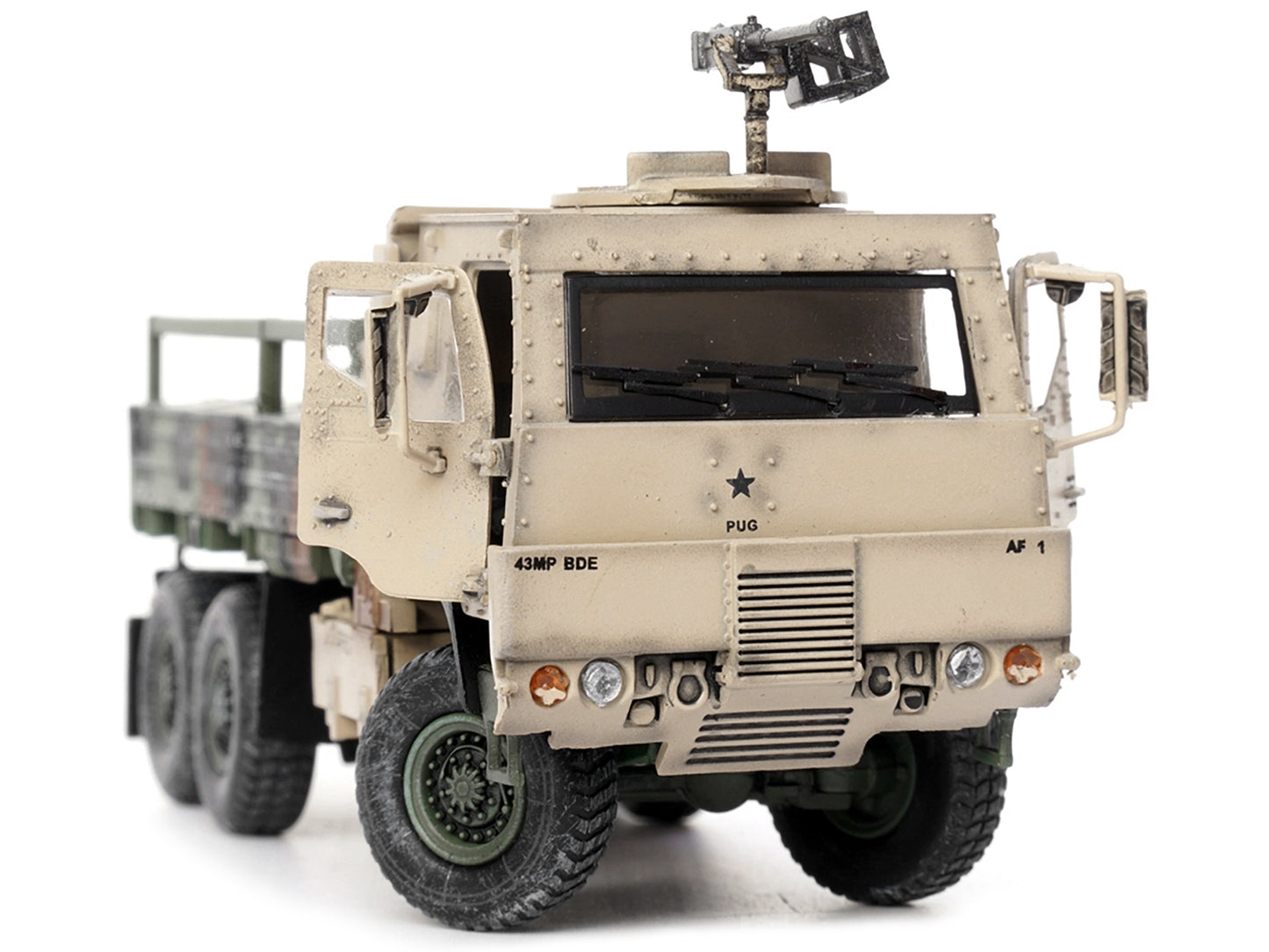 M1083 MTV (Medium Tactical Vehicle) Armored Cab Cargo Truck with Turret NATO Camouflage &quot;US Army&quot; &quot;Armor Premium&quot; Series 1/72 Diecast Model by Panzerkampf
