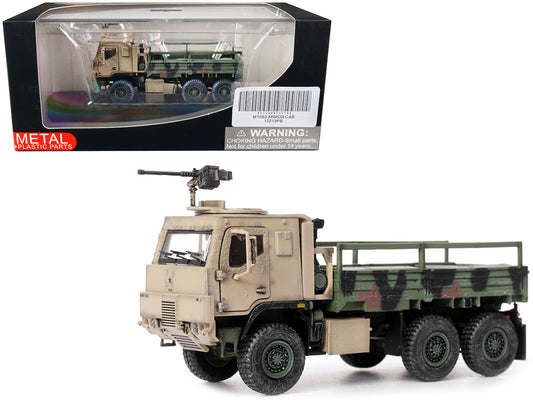 M1083 MTV (Medium Tactical Vehicle) Armored Cab Cargo Truck with Turret NATO Camouflage &quot;US Army&quot; &quot;Armor Premium&quot; Series 1/72 Diecast Model by Panzerkampf