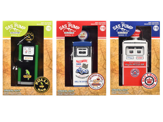 &quot;Vintage Gas Pumps&quot; Series 17 Set of 3 Pumps 1/18 Diecast Models by Greenlight