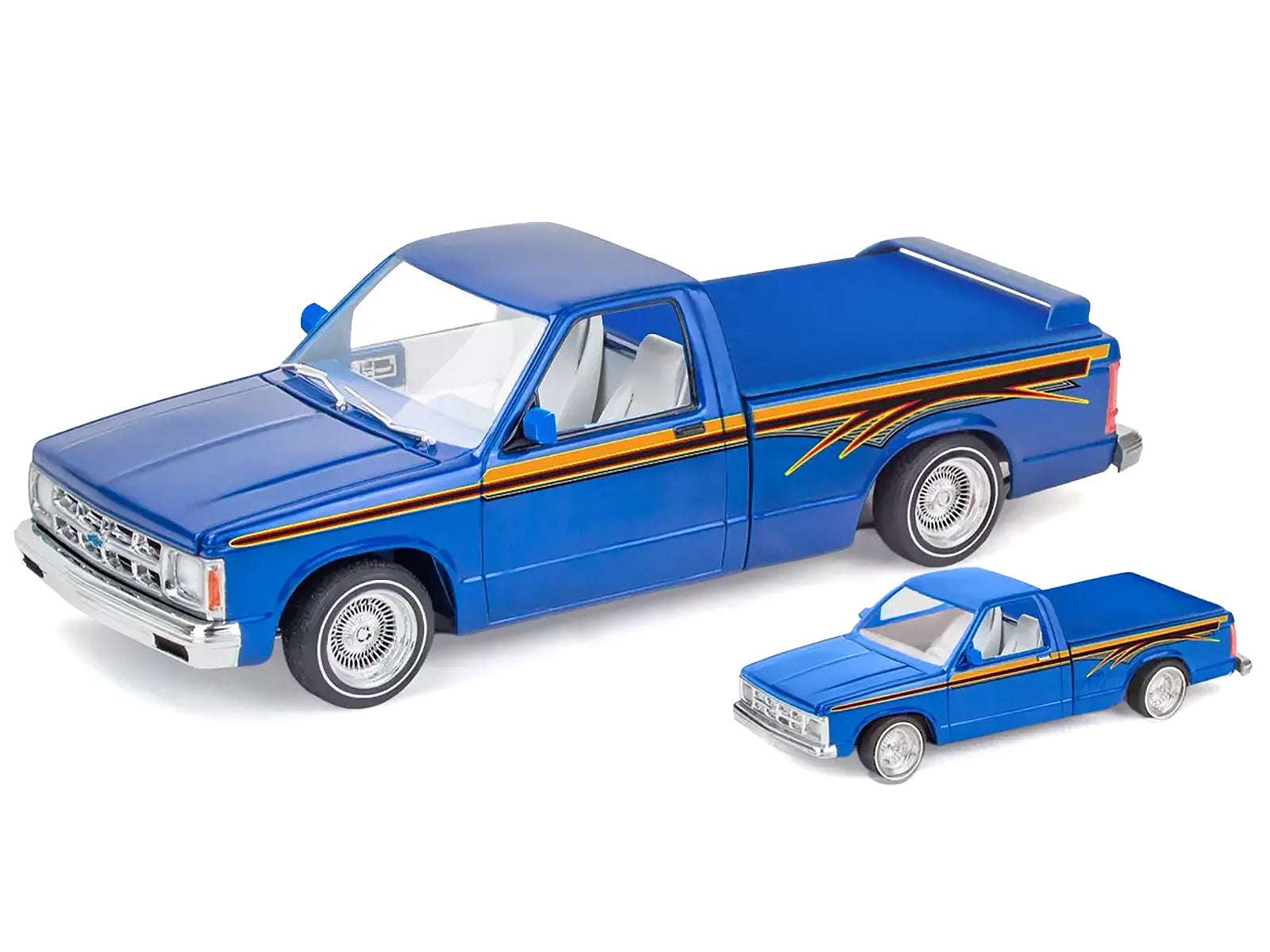 Level 4 Model Kit 1991 Chevrolet S-10 Lowrider Pickup Truck with 1/64 Diecast Version Included &quot;Big + Little Series&quot; 1/25 Scale Model by Revell