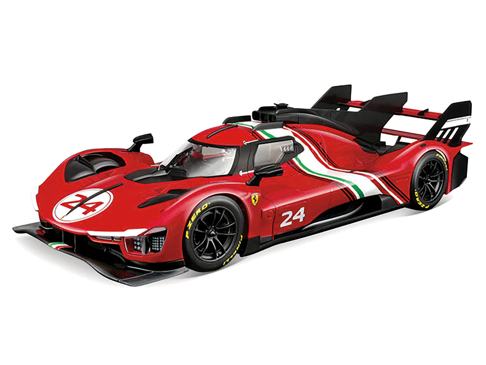 Ferrari 499P Modificata #24 Red with Italian Flag Stripes &quot;Racing&quot; Series 1/18 Diecast Model Car by Bburago