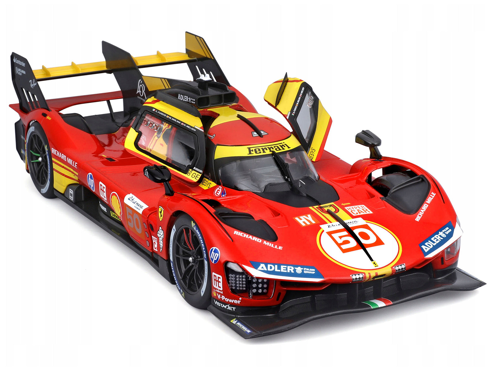 Ferrari 499P #50 Antonio Fuoco - Miguel Molina - Nicklas Nielsen &quot;Ferrari AF Corse&quot; Winner &quot;24 Hours of Le Mans&quot; (2024) &quot;Racing&quot; Series 1/18 Diecast Model Car by Bburago