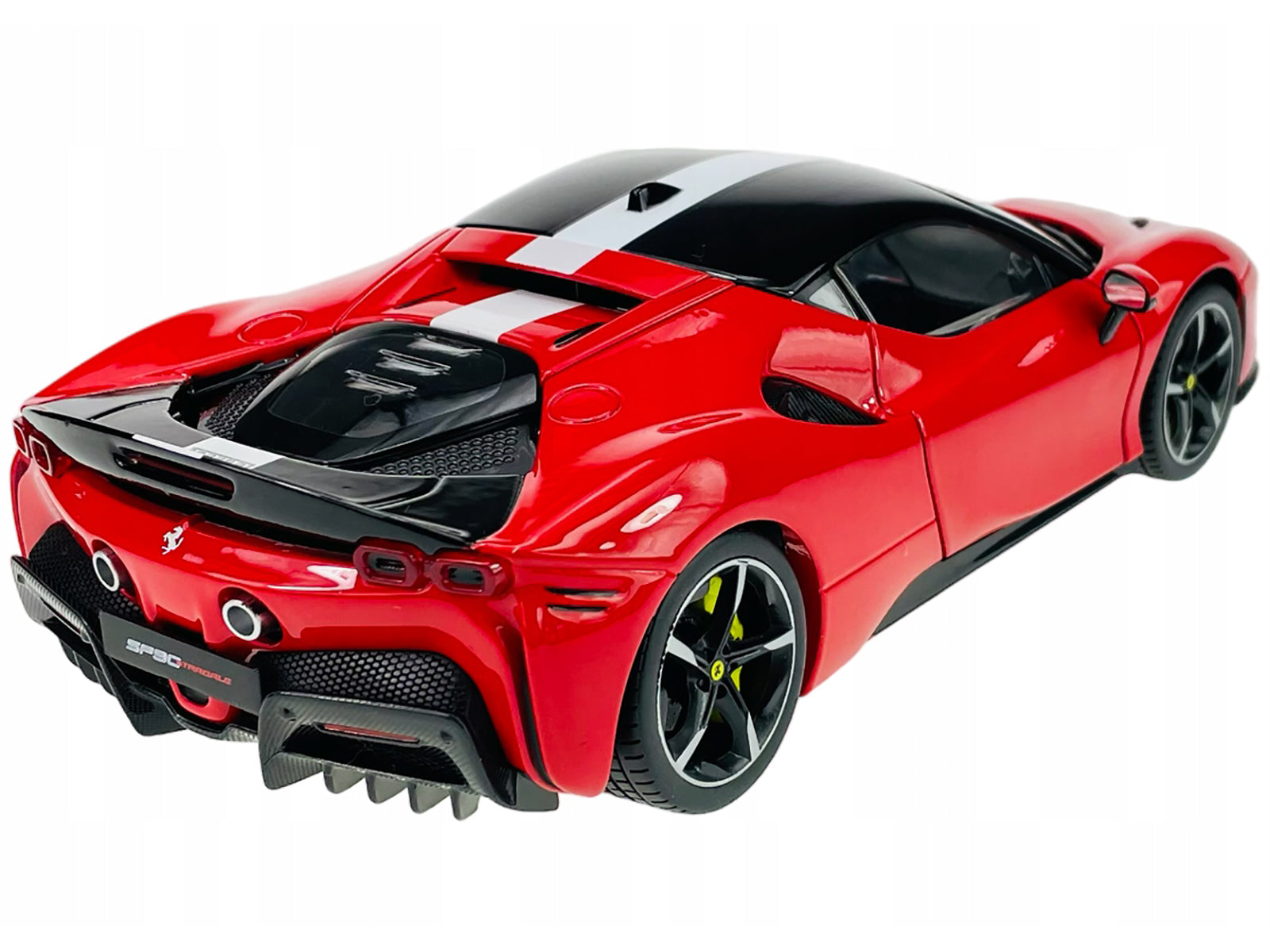 Ferrari SF90 Stradale Assetto Fiorano Red with White Stripes &quot;Signature Series&quot; 1/18 Diecast Model Car by Bburago