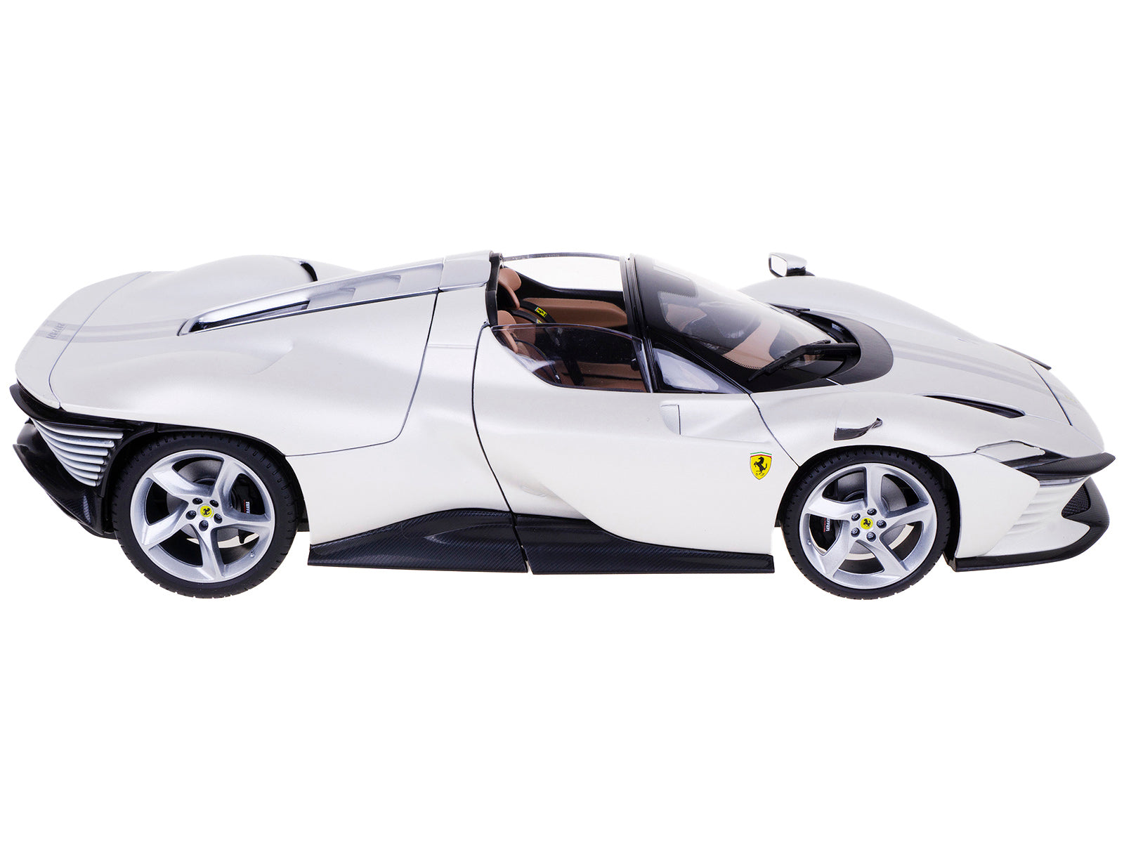 Ferrari Daytona SP3 White Metallic with Silver Stripes &quot;Signature Series&quot; 1/18 Diecast Model Car by Bburago