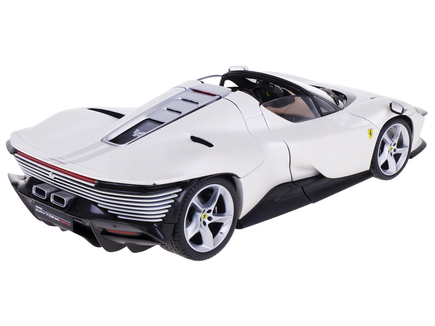 Ferrari Daytona SP3 White Metallic with Silver Stripes &quot;Signature Series&quot; 1/18 Diecast Model Car by Bburago