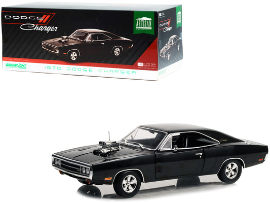 1970 Dodge Charger with Blown Engine Black &quot;Artisan Collection&quot; Series 1/18 Diecast Model Car by Greenlight