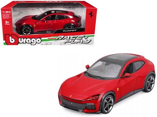 Ferrari Purosangue Red with Sunroof &quot;Race + Play&quot; Series 1/24 Diecast Model Car by Bburago
