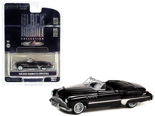 1949 Buick Roadmaster Convertible Black Metallic &quot;Black Bandit&quot; Series 27 1/64 Diecast Model Car by Greenlight