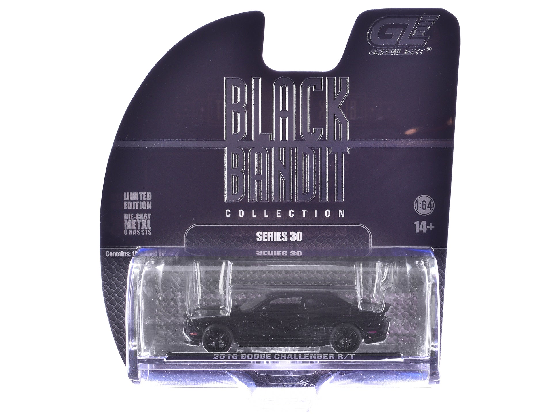 2016 Dodge Challenger R/T Hemi Black &quot;Black Bandit&quot; Series 30 1/64 Diecast Model Car by Greenlight