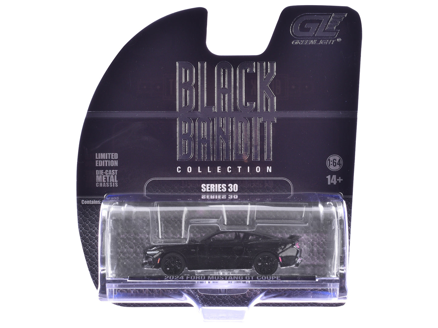 2024 Ford Mustang GT Coupe Black &quot;Black Bandit&quot; Series 30 1/64 Diecast Model Car by Greenlight