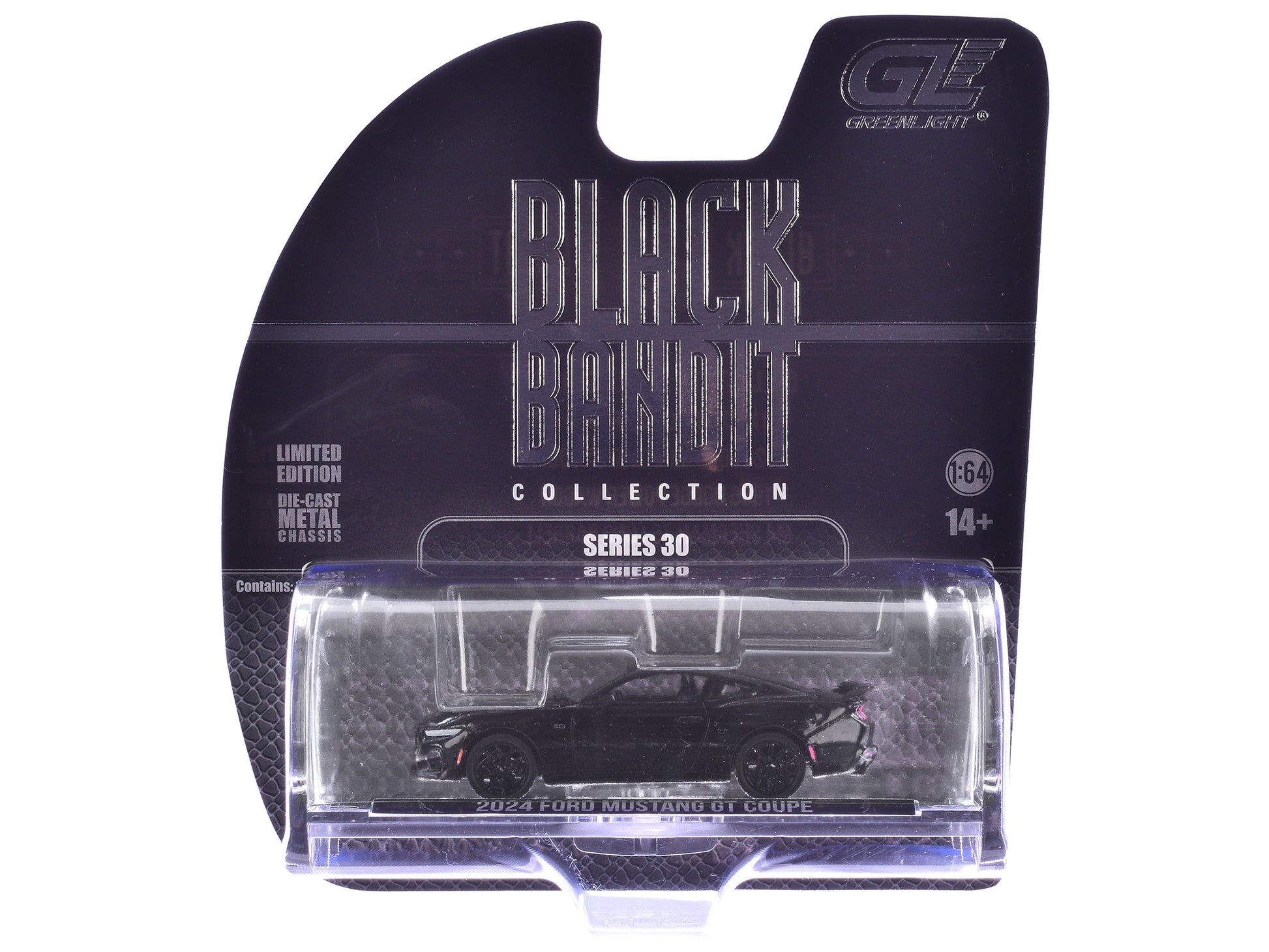 2024 Ford Mustang GT Coupe Black &quot;Black Bandit&quot; Series 30 1/64 Diecast Model Car by Greenlight