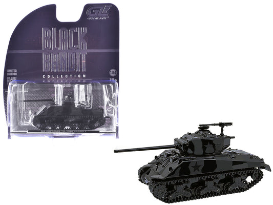 M4 Sherman 76 Long Barrell Tank Black Camouflage &quot;Black Bandit&quot; Series 30 1/64 Diecast Model Car by Greenlight