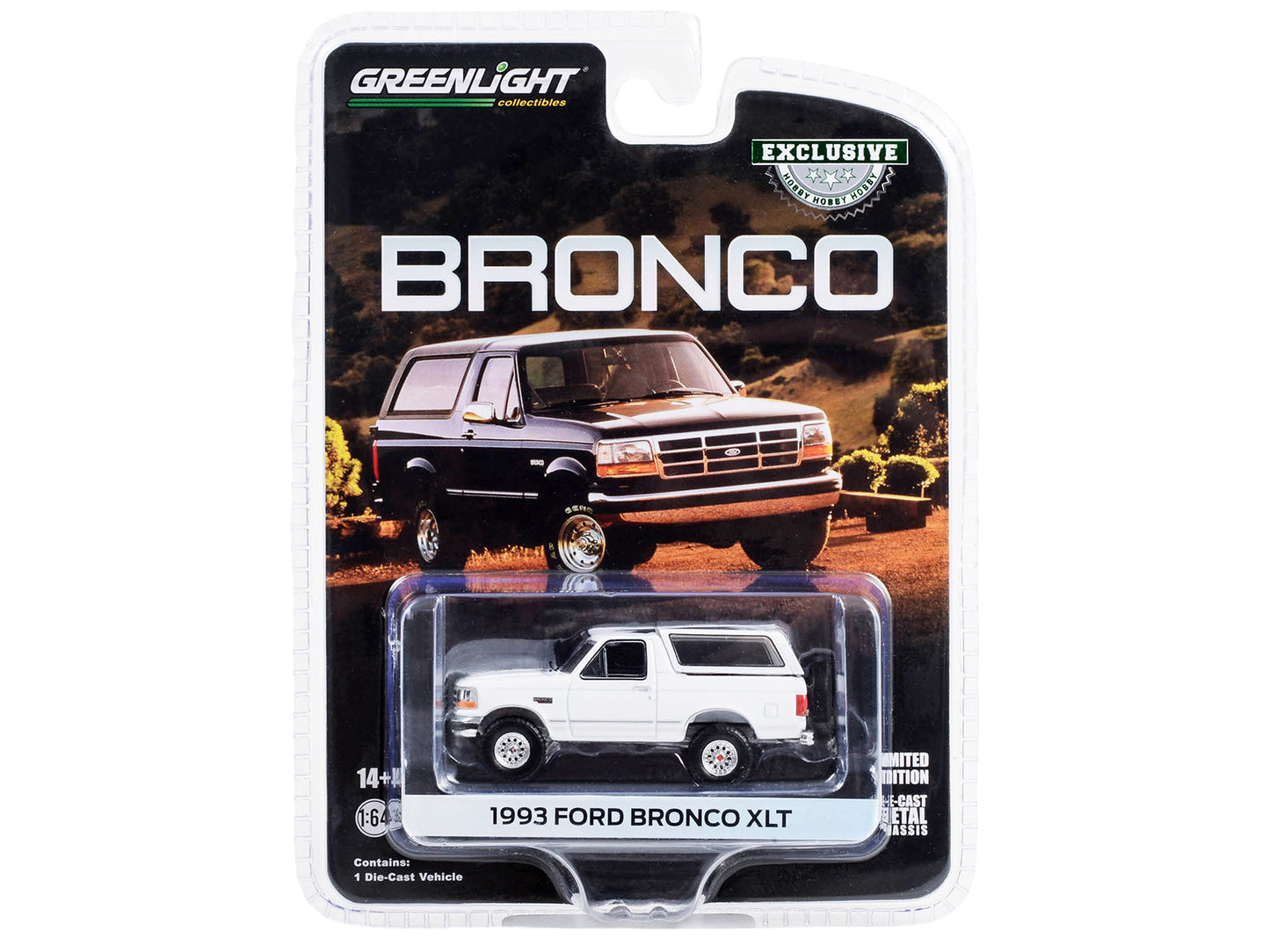 1993 Ford Bronco XLT Oxford White &quot;Hobby Exclusive&quot; Series 1/64 Diecast Model Car by Greenlight