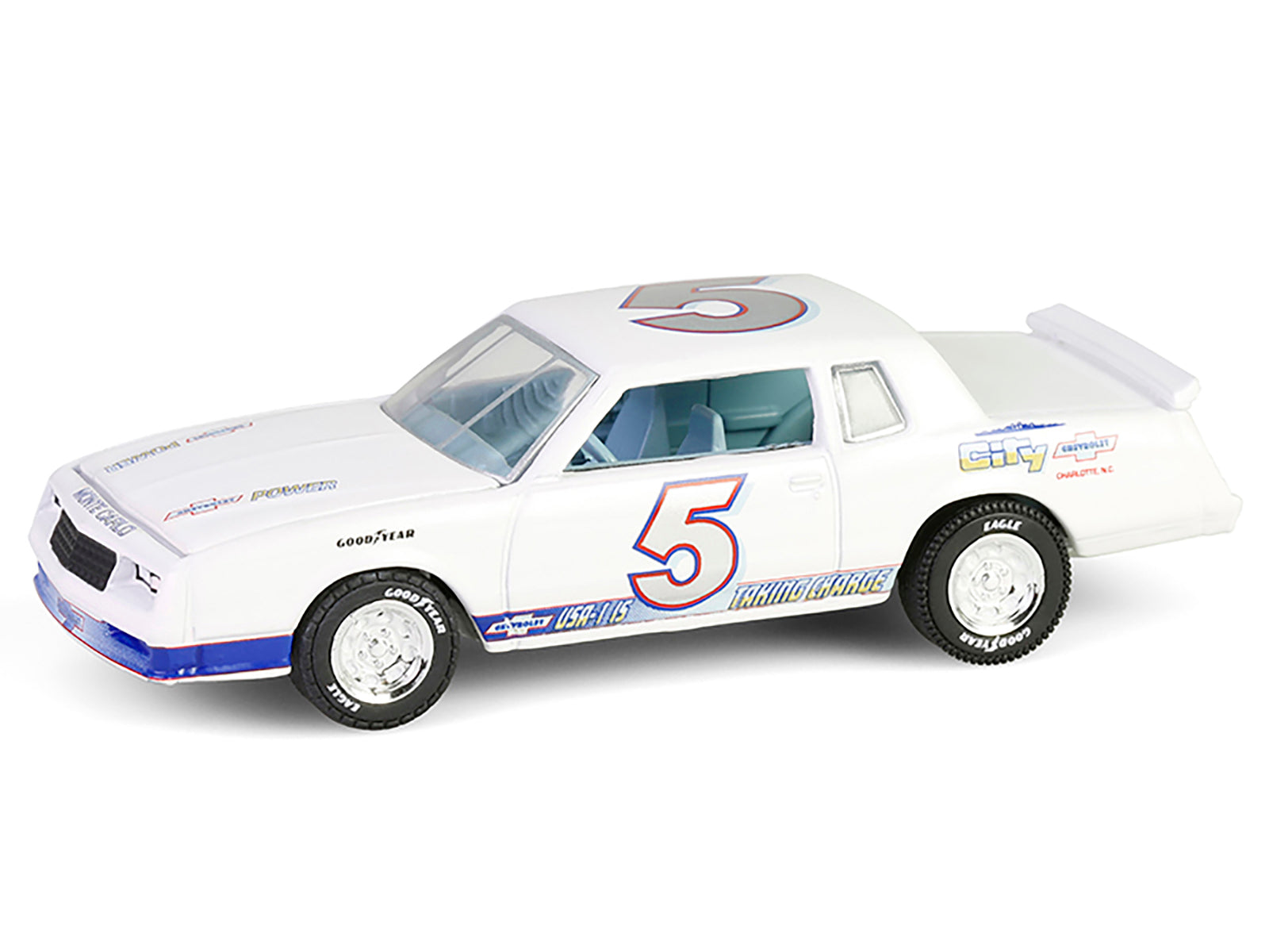 1983 Chevrolet Monte Carlo #5 &quot;Hendrick Motorsports First Test Car Tribute&quot; White with Blue Stripes and Interior &quot;Hobby Exclusive&quot; Series 1/64 Diecast Model Car by Greenlight