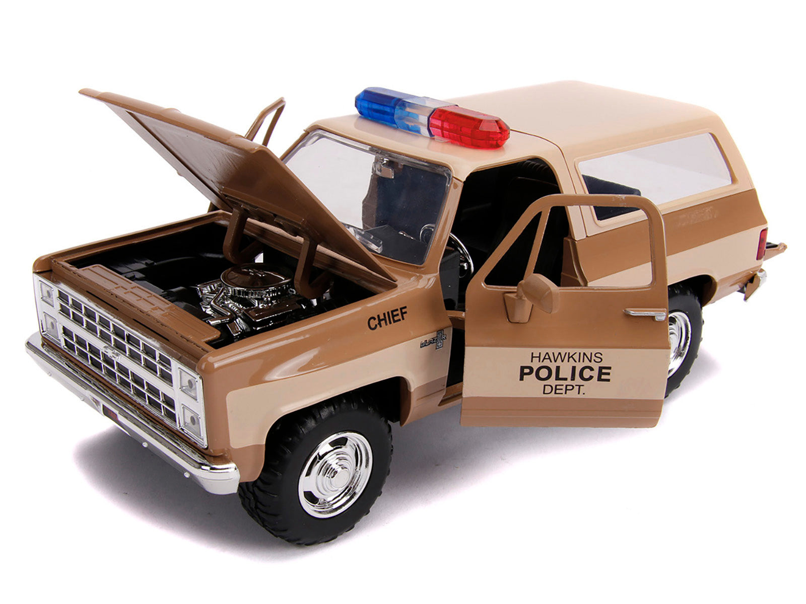 Hopper's Chevrolet Blazer with Police Badge &quot;Hawkins Police Dept.&quot; &quot;Stranger Things&quot; (2016) TV Series 1/24 Diecast Model Car by Jada