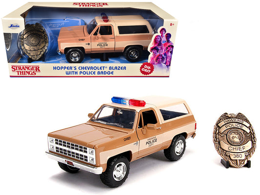 Hopper's Chevrolet Blazer with Police Badge &quot;Hawkins Police Dept.&quot; &quot;Stranger Things&quot; (2016) TV Series 1/24 Diecast Model Car by Jada
