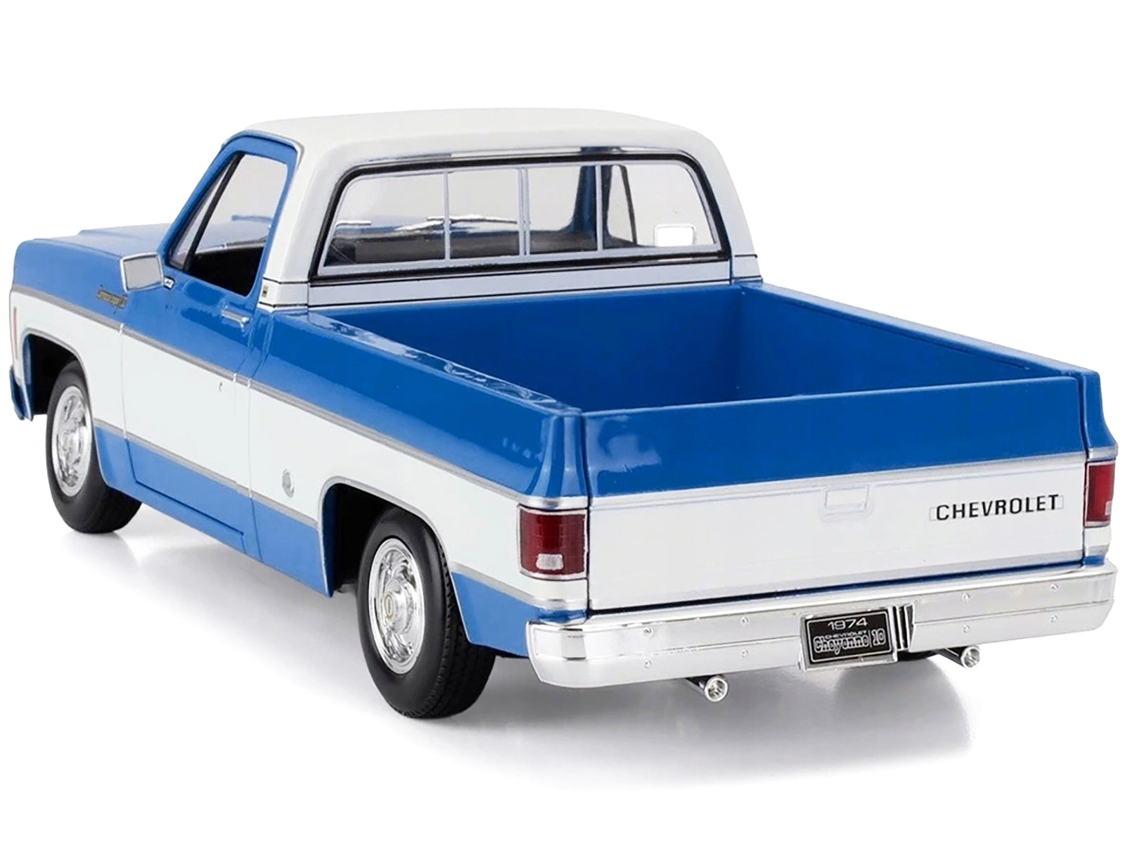 1974 Chevrolet C10 Cheyenne Super Pickup Truck Blue and White &quot;Special Edition&quot; Series 1/18 Diecast Model Car by Maisto