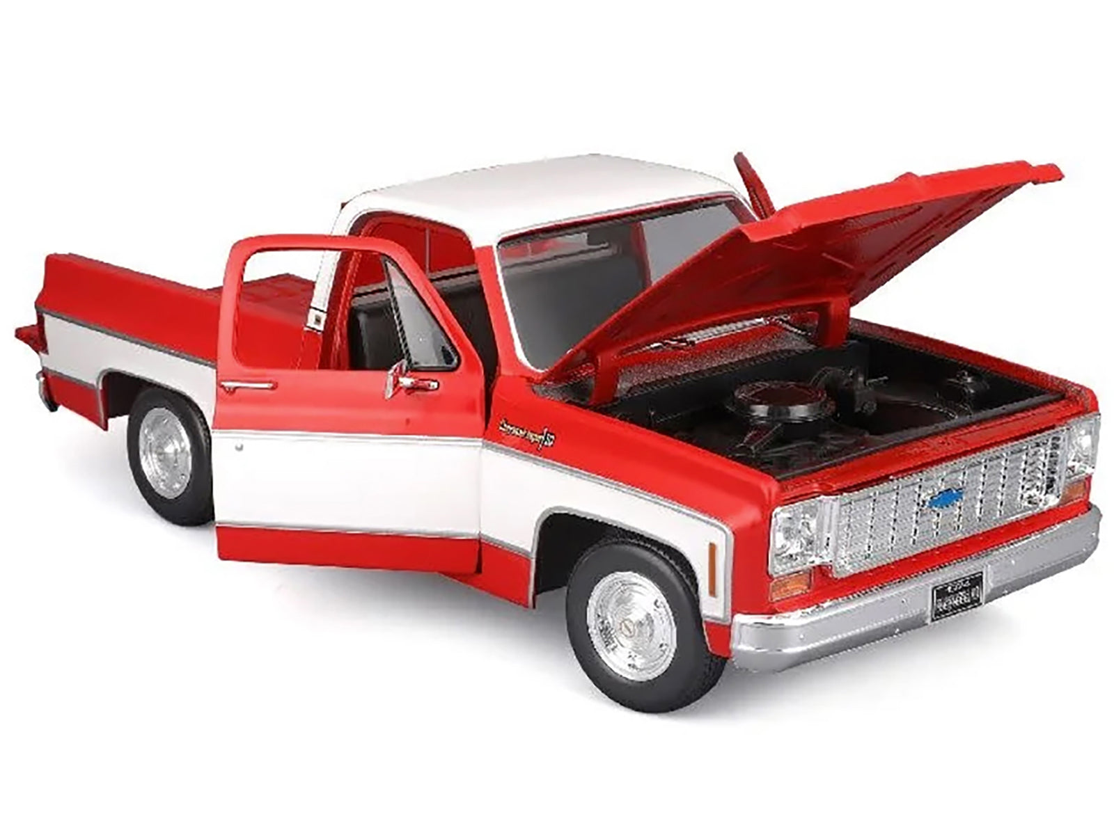 1974 Chevrolet C10 Cheyenne Super Pickup Truck Red and White &quot;Special Edition&quot; Series 1/18 Diecast Model Car by Maisto