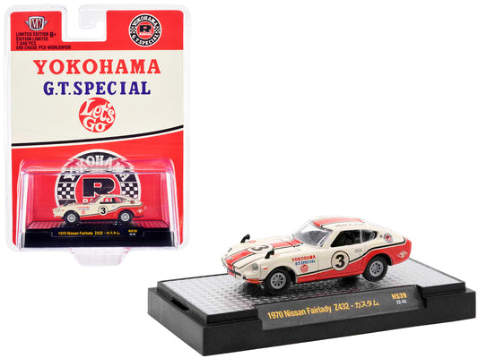 1970 Nissan Fairlady Z432 RHD (Right Hand Drive) #3 White with Red Stripes &quot;Yokohama G.T. Special&quot; Limited Edition to 7040 pieces Worldwide 1/64 Diecast Model Car by M2 Machine