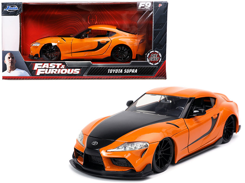 Toyota Supra Orange with Black Stripes &quot;Fast & Furious 9 F9&quot; (2021) Movie 1/24 Diecast Model Car by Jada