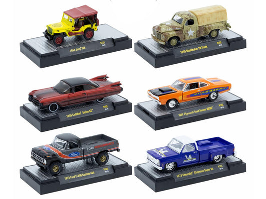 &quot;Auto-Thentics&quot; 6 piece Set Release 102 IN DISPLAY CASES Limited Edition 1/64 Diecast Model Cars by M2 Machines