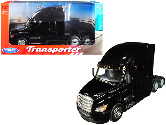 Freightliner Cascadia Truck Black &quot;Transporter&quot; 1/32 Diecast Model by Welly