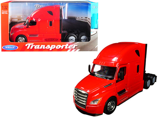 Freightliner Cascadia Truck Red &quot;Transporter&quot; 1/32 Diecast Model by Welly