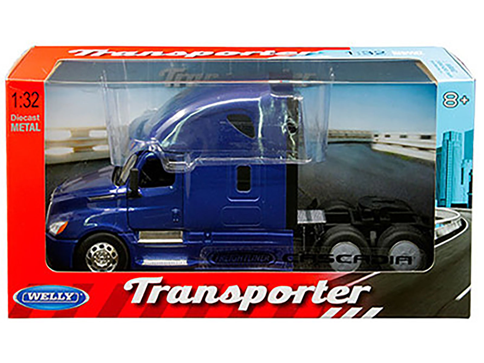Freightliner Cascadia Truck Blue &quot;Transporter&quot; 1/32 Diecast Model by Welly