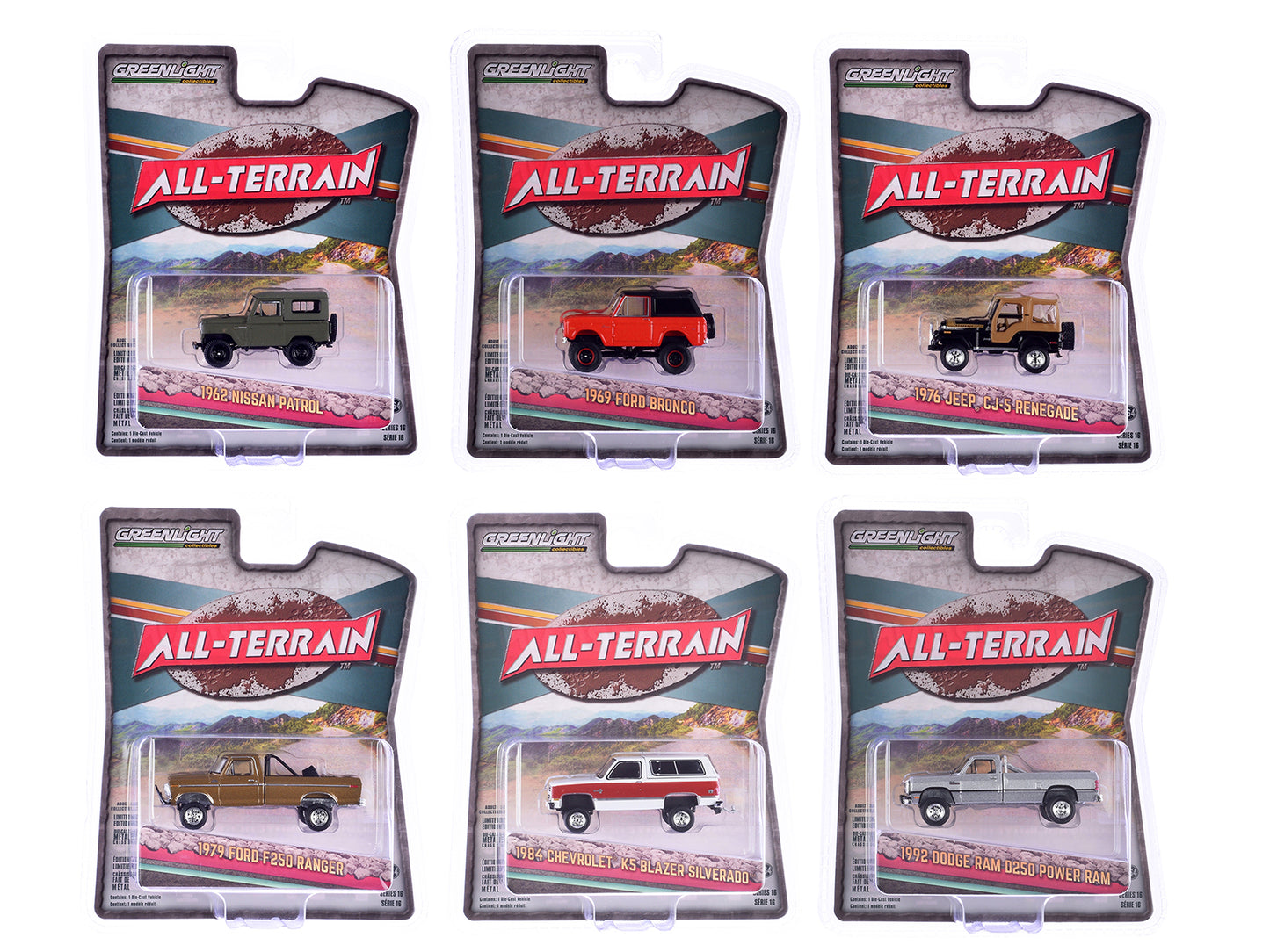 &quot;All Terrain&quot; Series 16 Set of 6 pieces 1/64 Diecast Model Cars by Greenlight