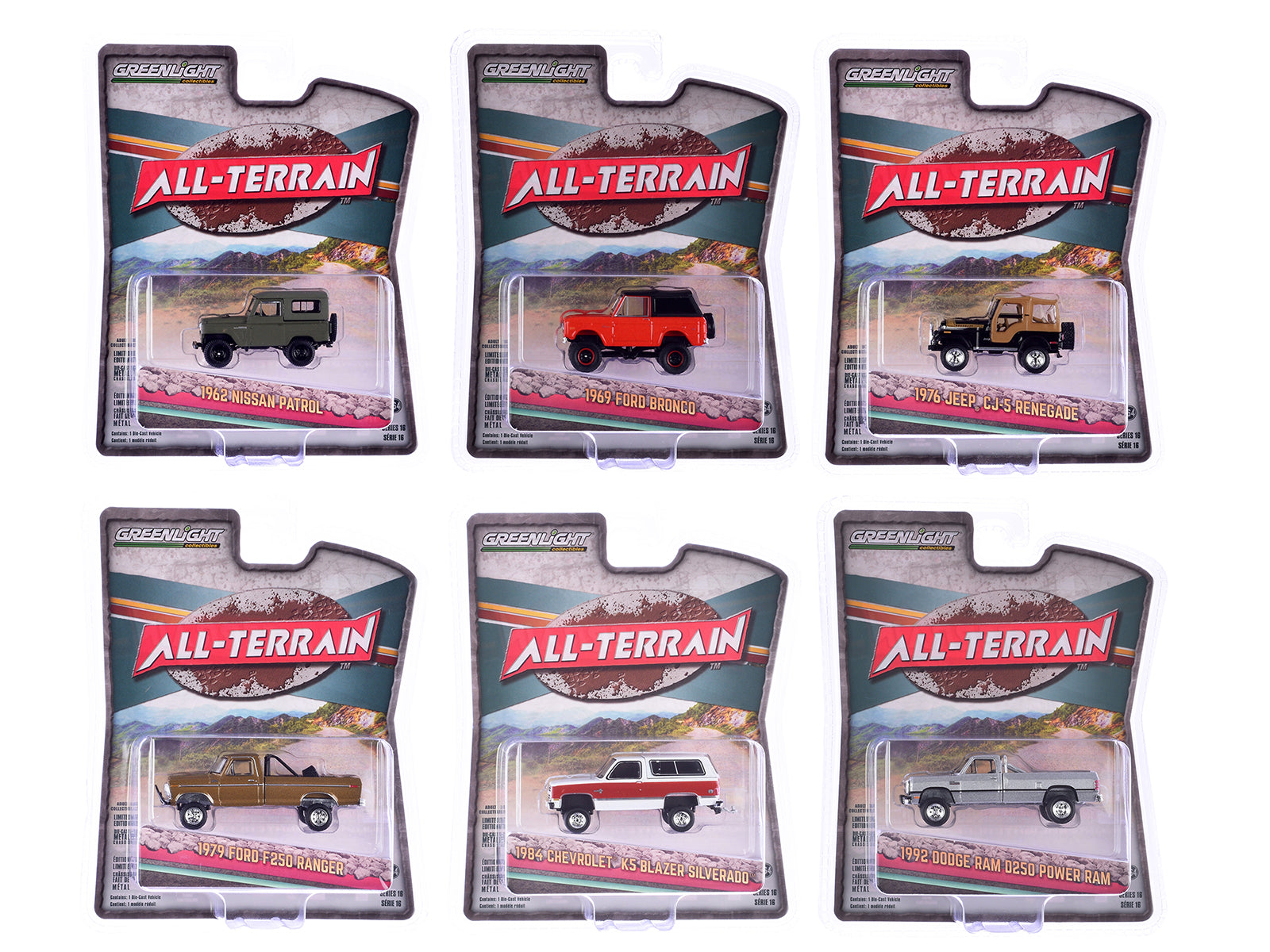 &quot;All Terrain&quot; Series 16 Set of 6 pieces 1/64 Diecast Model Cars by Greenlight