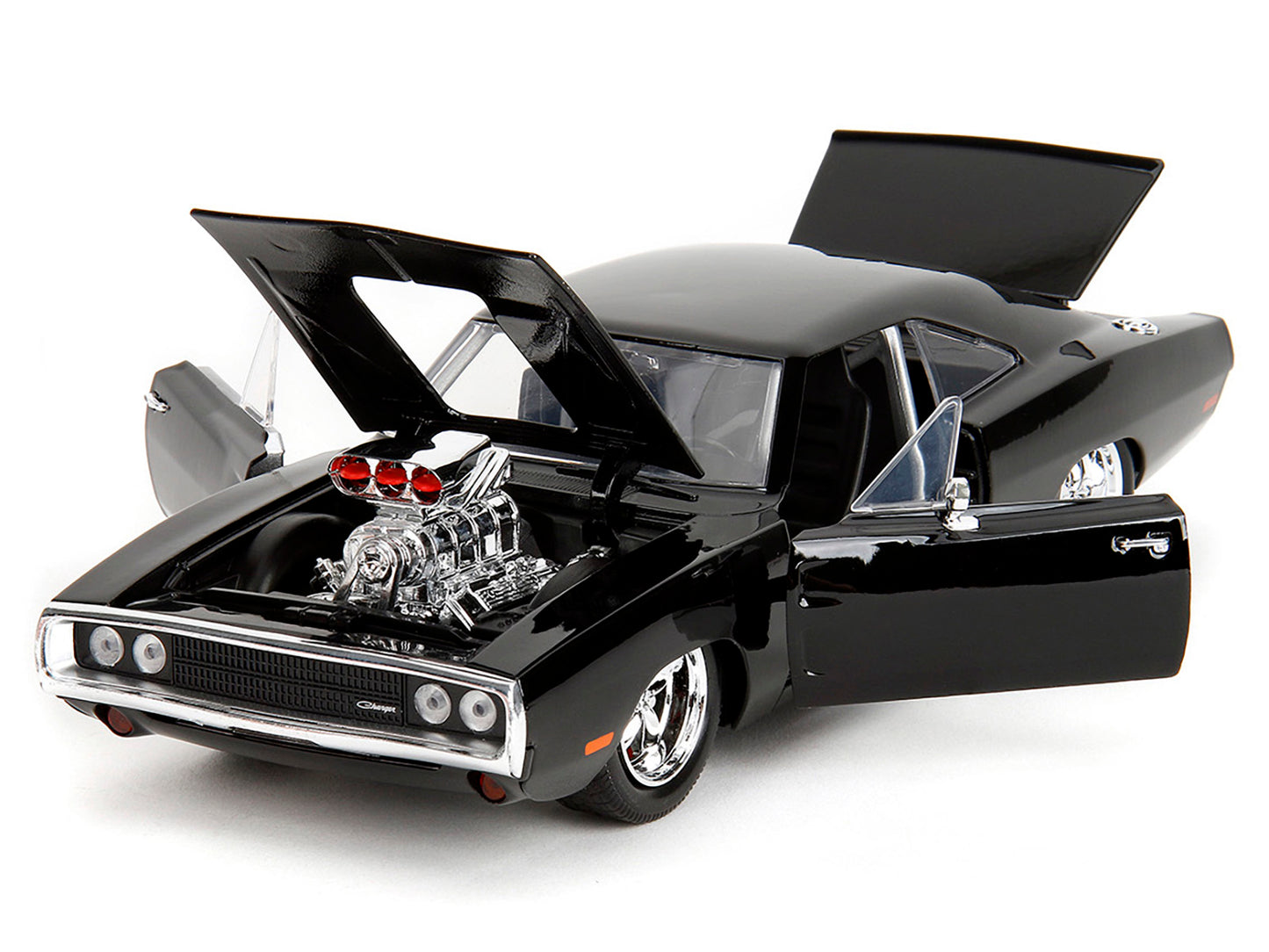 1970 Dodge Charger Black with Race Interior &quot;Fast & Furious&quot; Movie 1/24 Diecast Model Car by Jada