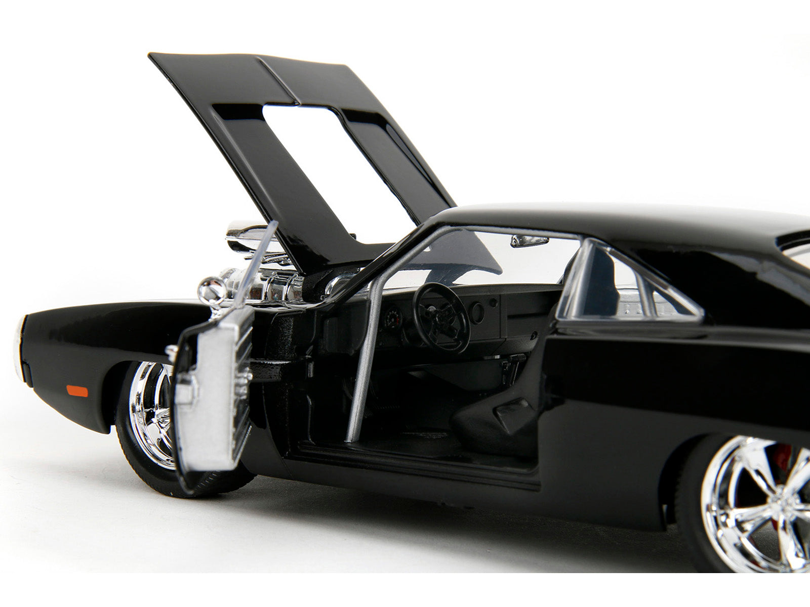 1970 Dodge Charger Black with Race Interior &quot;Fast & Furious&quot; Movie 1/24 Diecast Model Car by Jada