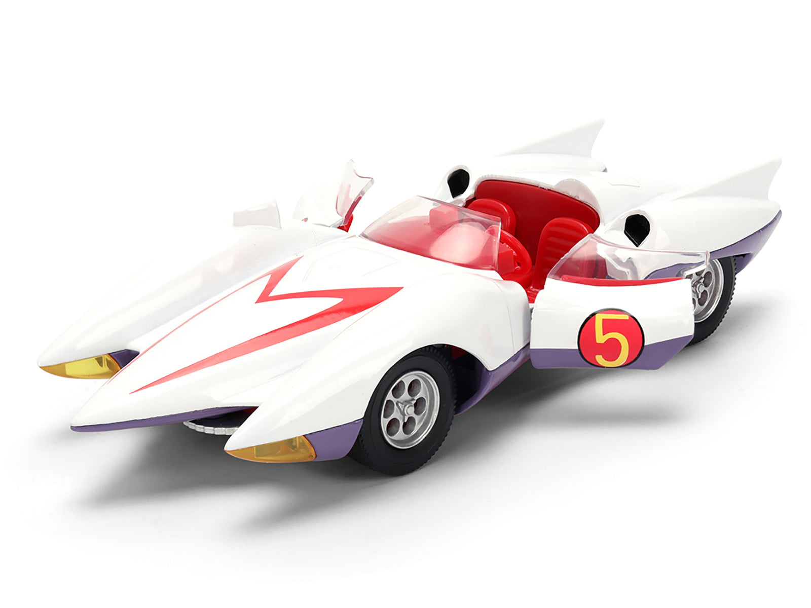 Mach 5 White with Red Stripes and Interior &quot;Speed Racer&quot; (1967) TV Series &quot;Anime Hollywood Rides&quot; Series 1/32 Diecast Model Car by Jada