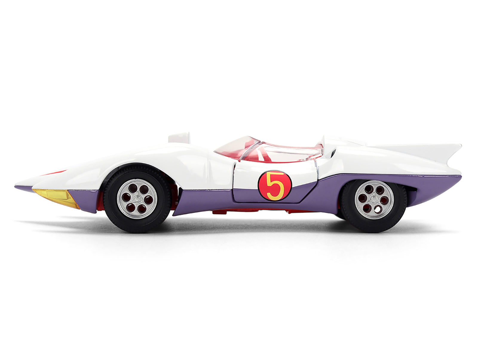 Mach 5 White with Red Stripes and Interior &quot;Speed Racer&quot; (1967) TV Series &quot;Anime Hollywood Rides&quot; Series 1/32 Diecast Model Car by Jada