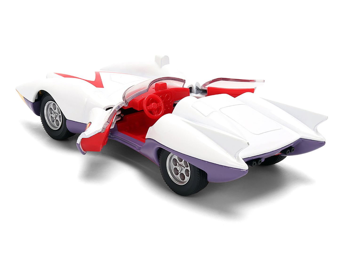 Mach 5 White with Red Stripes and Interior &quot;Speed Racer&quot; (1967) TV Series &quot;Anime Hollywood Rides&quot; Series 1/32 Diecast Model Car by Jada