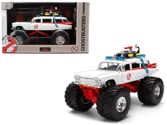 1959 Cadillac Ambulance Ecto-1 &quot;Ghostbusters&quot; (1984) Movie Monster Truck Version &quot;Hollywood Rides&quot; Series 1/24 Diecast Model Car by Jada