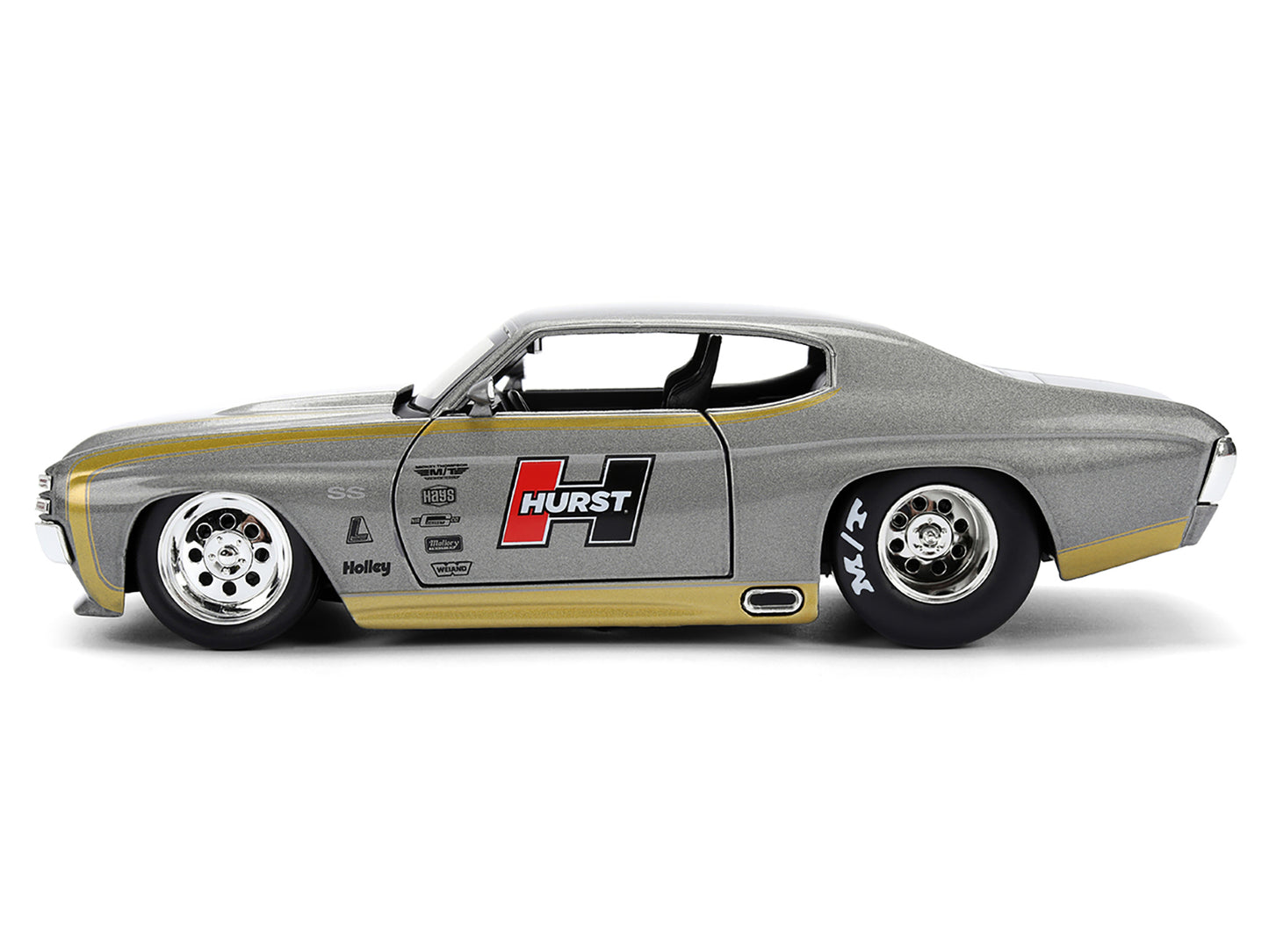 1971 Chevrolet Chevelle SS &quot;Hurst&quot; Gray Metallic with Gold Stripes &quot;Bigtime Muscle&quot; Series 1/24 Diecast Model Car by Jada