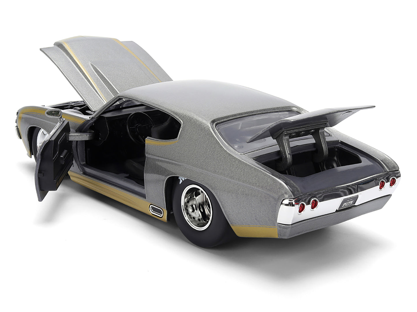 1971 Chevrolet Chevelle SS &quot;Hurst&quot; Gray Metallic with Gold Stripes &quot;Bigtime Muscle&quot; Series 1/24 Diecast Model Car by Jada