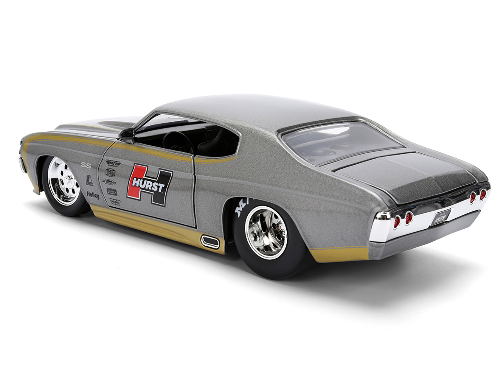 1971 Chevrolet Chevelle SS &quot;Hurst&quot; Gray Metallic with Gold Stripes &quot;Bigtime Muscle&quot; Series 1/24 Diecast Model Car by Jada